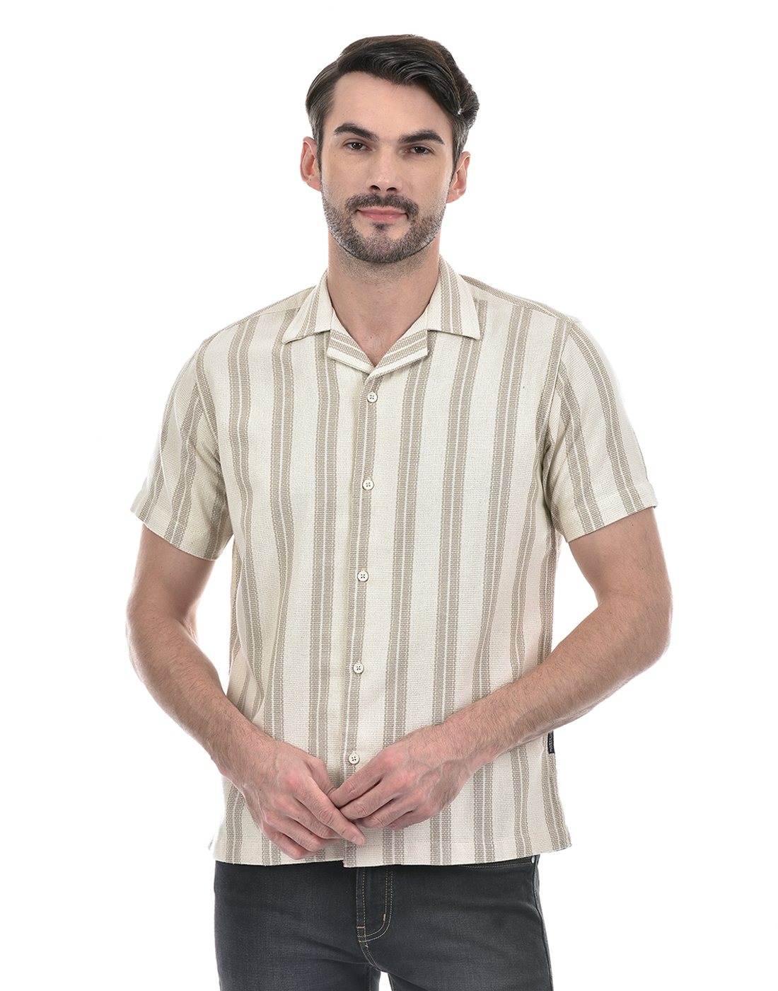 Numero Uno Men Striped Grey Shirt